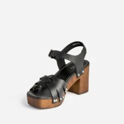 Sandale TEXTO Noire En Cuir -Caprices Chaussures Boutique WWWERM 10386330025 2