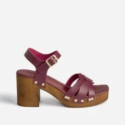 Sandale TEXTO Prune En Cuir