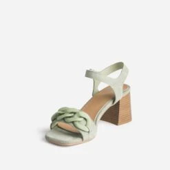 Sandale Vert Sauge En Cuir Velours Avec Maxi-chaîne écrue 10 Sandale Vert Sauge En Cuir Velours Avec Maxi-chaîne écrue -Caprices Chaussures Boutique WWWERM 10386330046 2