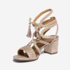 Sandale TEXTO Dorée Tressée à Lacet -Caprices Chaussures Boutique WWWERM 10386330529 2