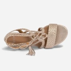 Sandale TEXTO Dorée Tressée à Lacet -Caprices Chaussures Boutique WWWERM 10386330529 3