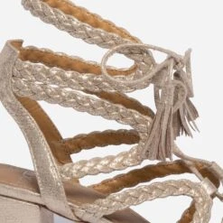 Sandale TEXTO Dorée Tressée à Lacet -Caprices Chaussures Boutique WWWERM 10386330529 4
