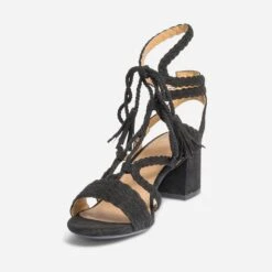 Sandale TEXTO Noir Suédé Tressée à Lacet -Caprices Chaussures Boutique WWWERM 10386330536 2