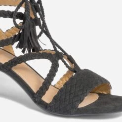 Sandale TEXTO Noir Suédé Tressée à Lacet -Caprices Chaussures Boutique WWWERM 10386330536 3