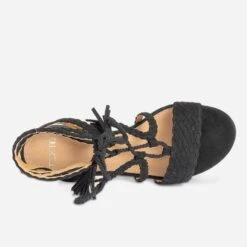 Sandale TEXTO Noir Suédé Tressée à Lacet -Caprices Chaussures Boutique WWWERM 10386330536 4