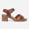 Sandale Cognac En Cuir Embossé -Caprices Chaussures Boutique WWWERM 10386330555 0
