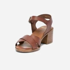 Sandale Cognac En Cuir Embossé -Caprices Chaussures Boutique WWWERM 10386330555 2