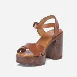 Sandale TEXTO Cognac En Cuir à Plateau -Caprices Chaussures Boutique WWWERM 10386340023 2