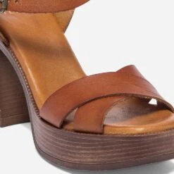 Sandale TEXTO Cognac En Cuir à Plateau -Caprices Chaussures Boutique WWWERM 10386340023 4