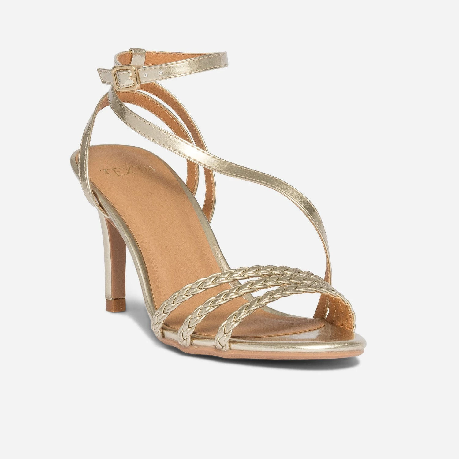 Sandale TEXTO Dorée à Talon Fin 5 Sandale TEXTO Dorée à Talon Fin – Image 3