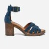 Sandale Bleue En Cuir Avec Large Bride Cheville -Caprices Chaussures Boutique WWWERM 10386340071 0