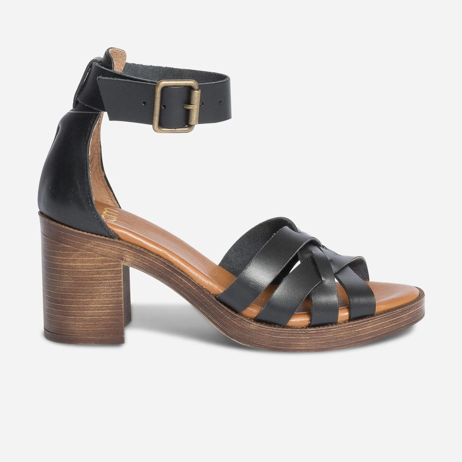 Sandale Noire En Cuir Avec Large Bride Cheville 3 Sandale Noire En Cuir Avec Large Bride Cheville