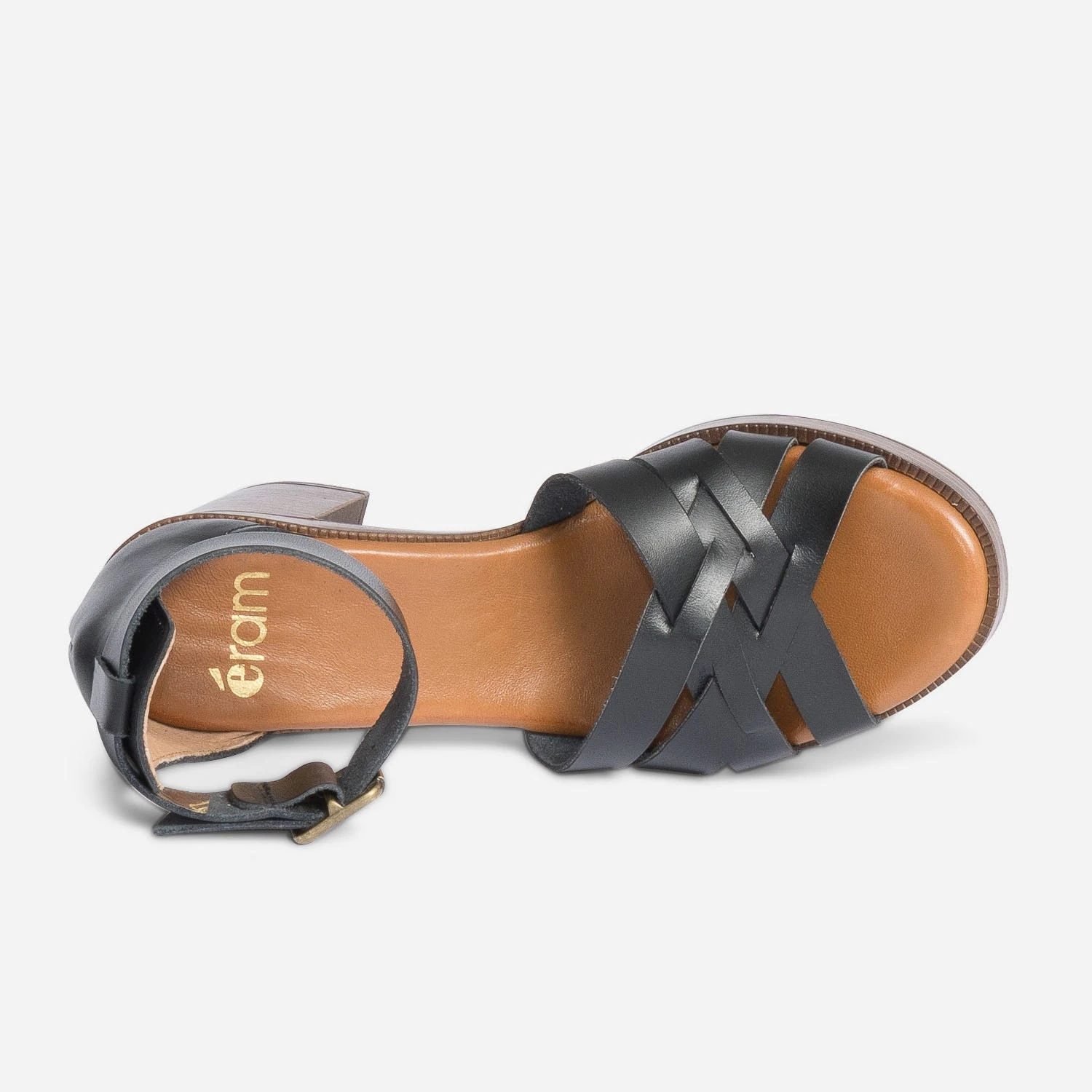 Sandale Noire En Cuir Avec Large Bride Cheville 8 Sandale Noire En Cuir Avec Large Bride Cheville – Image 6