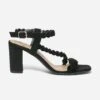 Sandale Noire En Cuir Velours -Caprices Chaussures Boutique WWWERM 10386340083 0