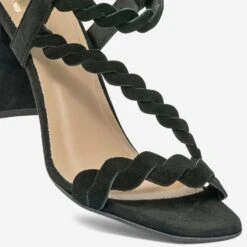 Sandale Noire En Cuir Velours -Caprices Chaussures Boutique WWWERM 10386340083 4