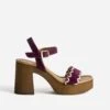 Sandale TEXTO Prune En Cuir Velours Brodé -Caprices Chaussures Boutique WWWERM 10386340119 0