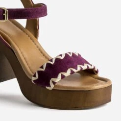 Sandale TEXTO Prune En Cuir Velours Brodé -Caprices Chaussures Boutique WWWERM 10386340119 5