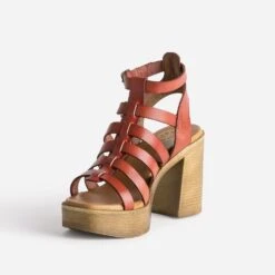 Sandale Cage TEXTO Brique En Cuir -Caprices Chaussures Boutique WWWERM 10386340122 2