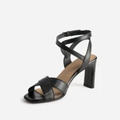 Sandale Noire En Cuir à Talon -Caprices Chaussures Boutique WWWERM 10386340123 2