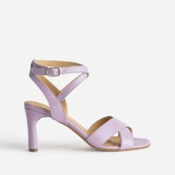 Sandale Talon En Cuir Mauve