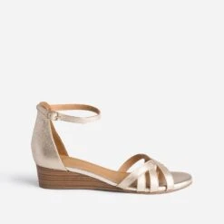 Sandale Compensée ERAM FLEX Dorée En Cuir