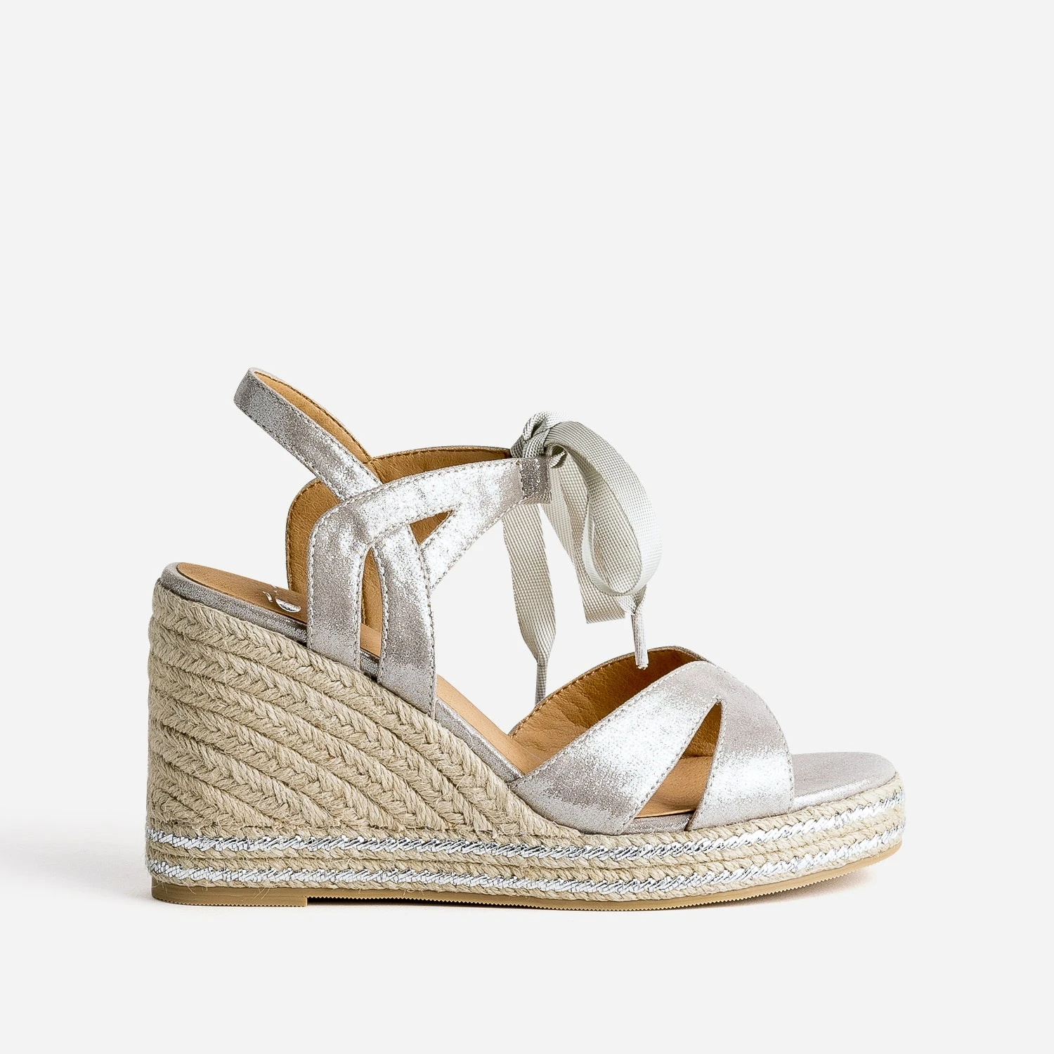 Sandale Compensée Argent à Lacet 3 Sandale Compensée Argent à Lacet