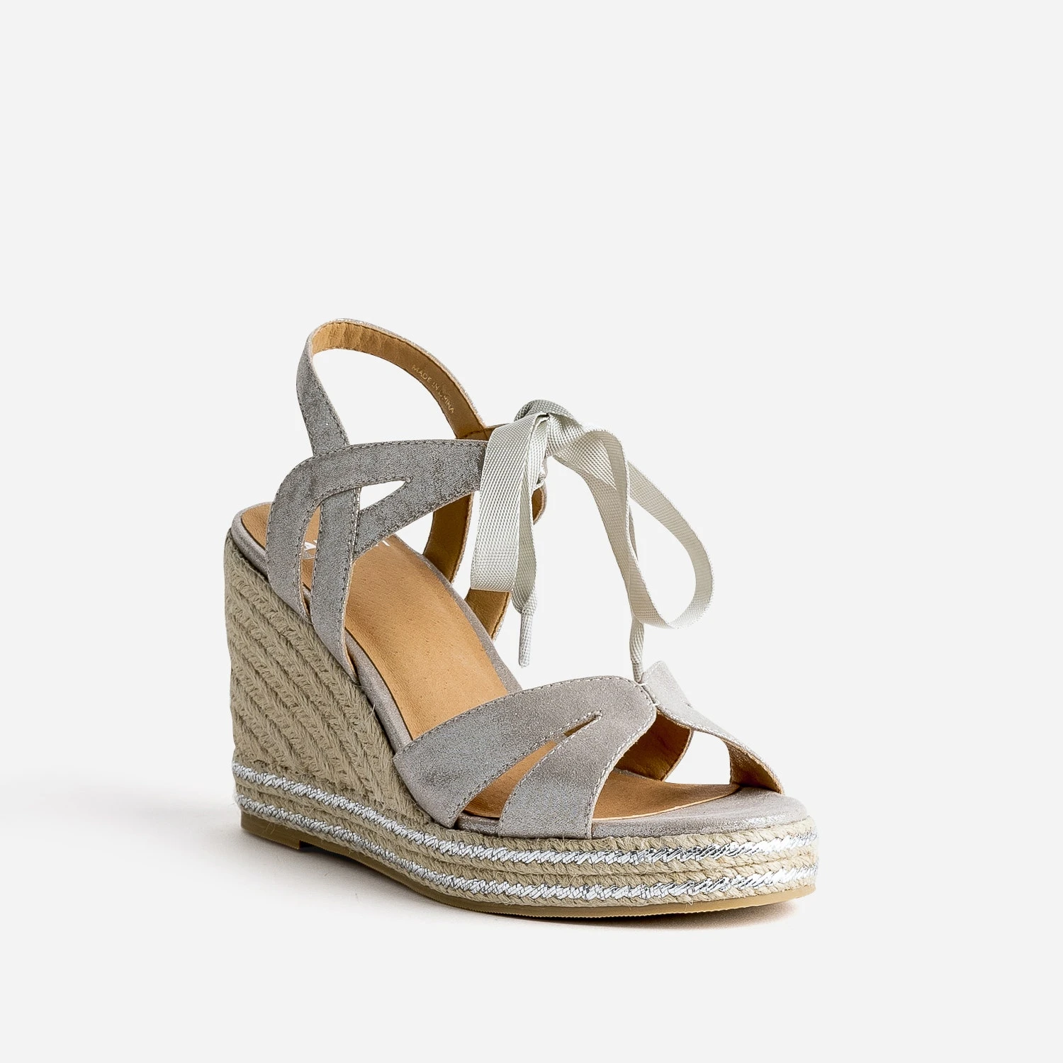 Sandale Compensée Argent à Lacet 4 Sandale Compensée Argent à Lacet – Image 2