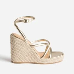 Sandale Compensée TEXTO Dorée