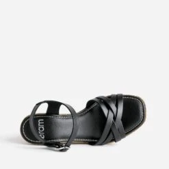 Sandale Compensée Noire En Cuir -Caprices Chaussures Boutique WWWERM 10386420046 4