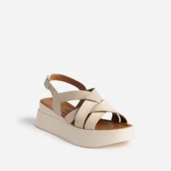 Sandale Compensée TEXTO Beige En Cuir -Caprices Chaussures Boutique WWWERM 10386420057 1