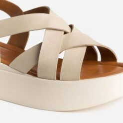 Sandale Compensée TEXTO Beige En Cuir -Caprices Chaussures Boutique WWWERM 10386420057 5