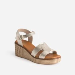 Sandale Dorée éco-conçue En Cuir -Caprices Chaussures Boutique WWWERM 10386420060 1