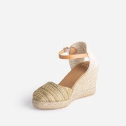 Espadrille Compensée Kaki, Marron, Beige, Camel Tressée -Caprices Chaussures Boutique WWWERM 10386420067 2
