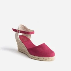 Espadrille Compensée Framboise éco-conçue En Toile -Caprices Chaussures Boutique WWWERM 10386420095 1