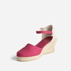 Espadrille Compensée Framboise éco-conçue En Toile -Caprices Chaussures Boutique WWWERM 10386420095 2