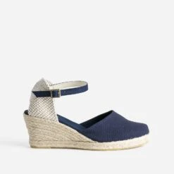 Espadrille Compensée Bleu Marine En Toile