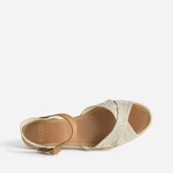 Sandale Compensée Beige Pailleté Or -Caprices Chaussures Boutique WWWERM 10386420300 4