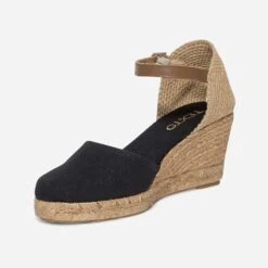Espadrille Compensée Noire En Toile -Caprices Chaussures Boutique WWWERM 10386420476 2
