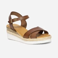 Sandale Compensée Marron En Cuir -Caprices Chaussures Boutique WWWERM 10386420497 1