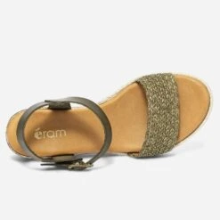 Sandale Kaki En Cuir Avec Bride Tressée -Caprices Chaussures Boutique WWWERM 10386420499 3