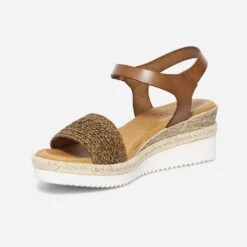 Sandale Cognac En Cuir Avec Bride Tressée -Caprices Chaussures Boutique WWWERM 10386420500 2