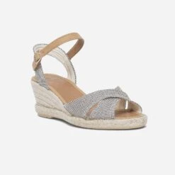 Sandale Compensée écrue à Rayures Beiges Et Marine -Caprices Chaussures Boutique WWWERM 10386420543 1