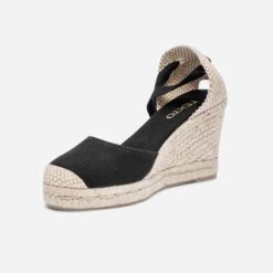 Espadrille Compensée Noire En Toile -Caprices Chaussures Boutique WWWERM 10386420575 2