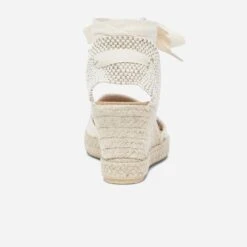 Espadrille Compensée écrue En Toile Avec Broderie Anglaise -Caprices Chaussures Boutique WWWERM 10386420609 3