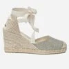 Espadrille Compensée Vert Sauge Pailleté En Toile -Caprices Chaussures Boutique WWWERM 10386420612 0