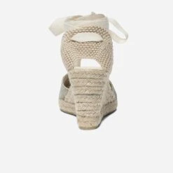 Espadrille Compensée Vert Sauge Pailleté En Toile -Caprices Chaussures Boutique WWWERM 10386420612 3