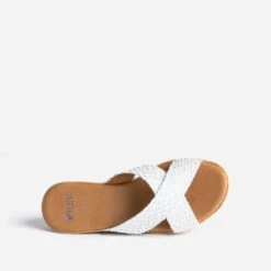 Mule Compensée Blanche à Brides Tressées Argent -Caprices Chaussures Boutique WWWERM 10386550005 4