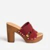 Mule à Talon TEXTO Bordeaux En Cuir Velours -Caprices Chaussures Boutique WWWERM 10386550007 0