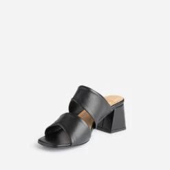 Mule Noire En Cuir à Larges Brides -Caprices Chaussures Boutique WWWERM 10386550011 2