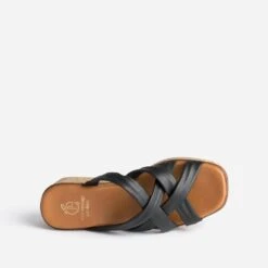 Mule Compensée Noire éco-conçue En Cuir Souple -Caprices Chaussures Boutique WWWERM 10386550012 4